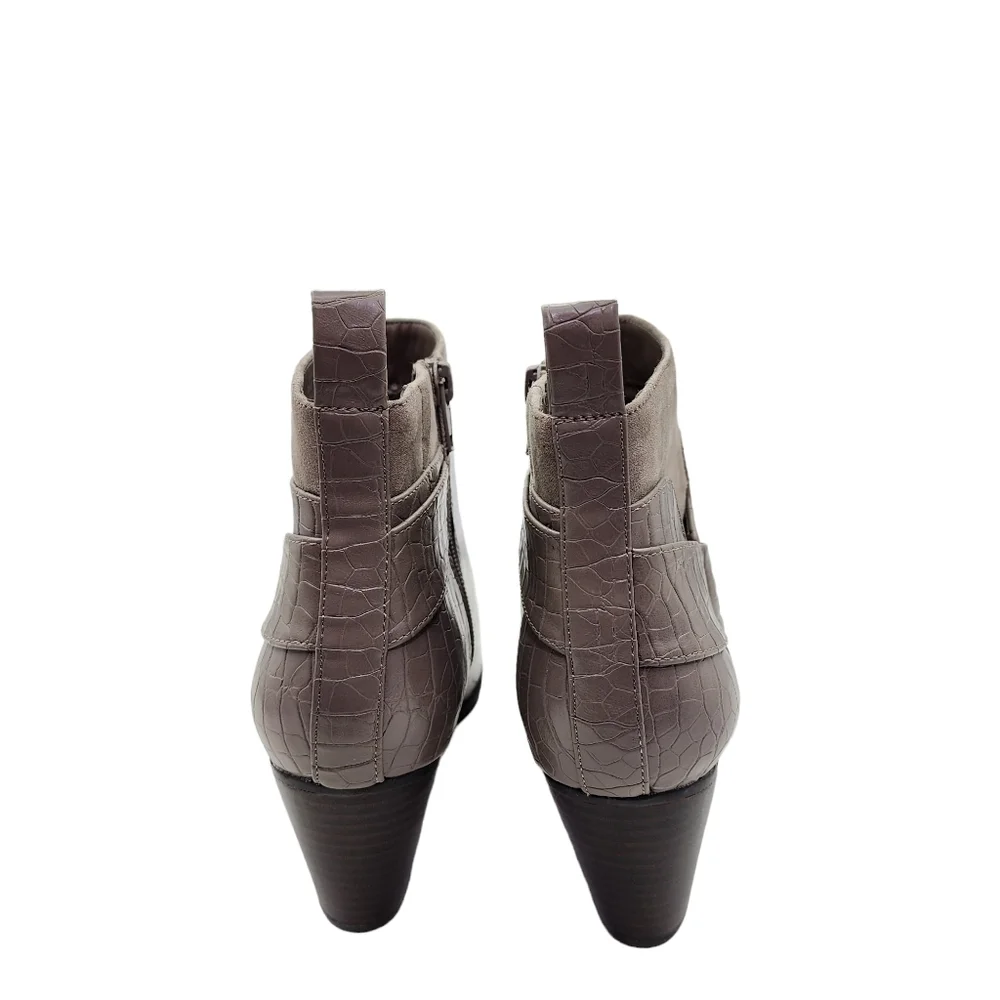 Bella Vita Women's Elektra II Western Inspired Bootie Stone Crocodile- 8